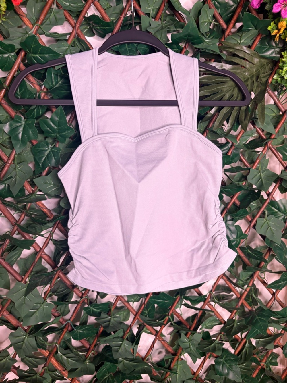 OQQ Lilac Square Neck Cropped Tank
